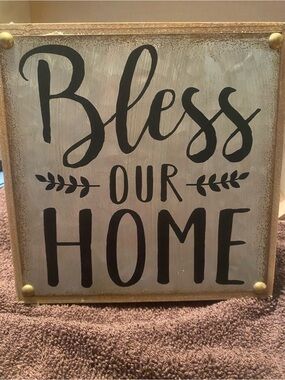Bless Our Home Wall Sign - Black on Tin